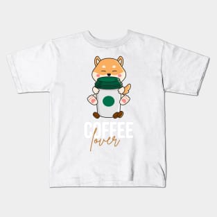 Shibu Dog Coffee Time Kids T-Shirt